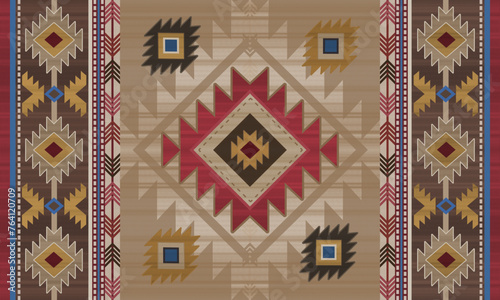 Navajo tribal vector pattern. Native American ornament. Ethnic South Western decor style. Boho geometric ornament. blanket, rug. Woven carpet