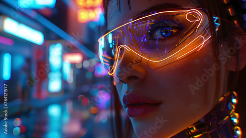 A kaleidoscope of neon lights blurs into a symphony of color, reflecting off an obscured surface in a nighttime setting