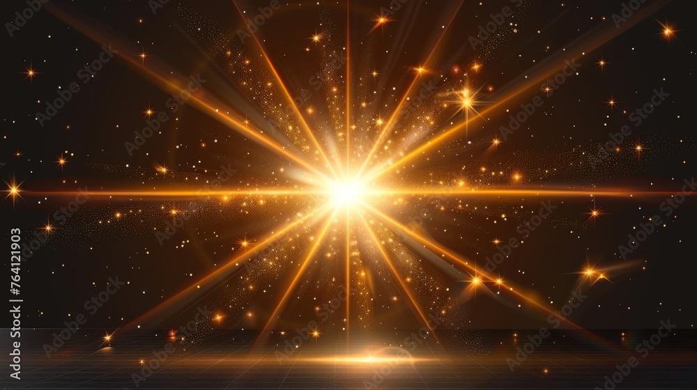 Modern illustration of a bright beautiful star on a transparent background.