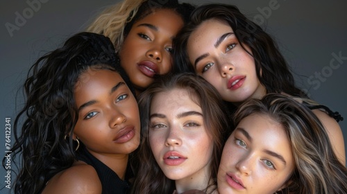 Multiethnic and multiracial group of women, the concept of equality and women's rights