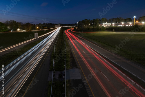 Car trails on a Freeway at the blue hour