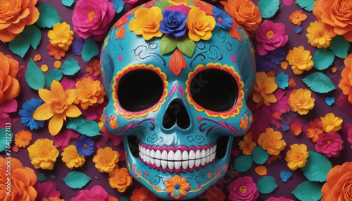 Photo Of Sugar Skull In Vibrant Cinco De Mayo Theme