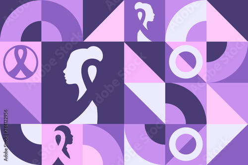 February is National Cancer Prevention Month. Seamless geometric pattern. Template for background, banner, card, poster. Vector EPS10 illustration.