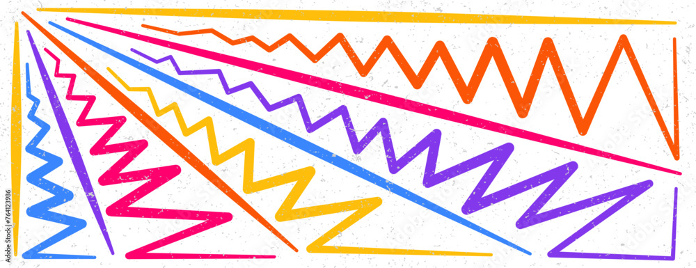 Fototapeta premium zig zag and line doodle cartoon flat design in rainbow and white color style. Vector illustration. Suitable for wallpaper backdrop, landing page and web.