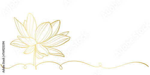 Golden lotus line art vector illustration, vesak day element design