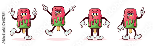 Seth Ice Cream Character, retro mascot character 