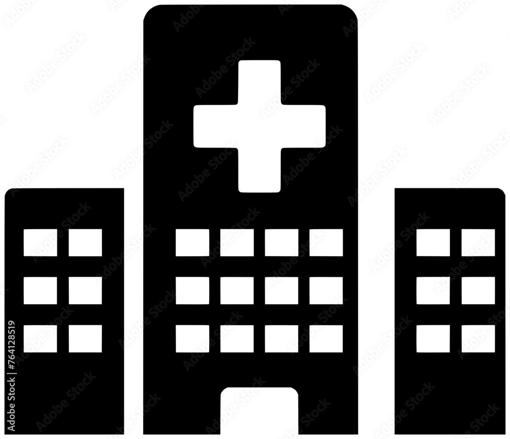 Obraz premium medicine illustration hospital silhouette clinic logo building icon medical outline emergency modern health architecture design exterior care doctor office shape healthcare treatment ambulance for
