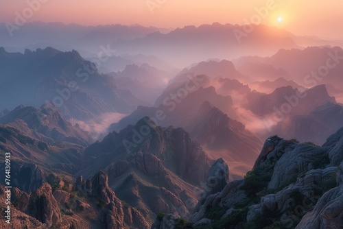 Overlooking the mountains, Danxia landform