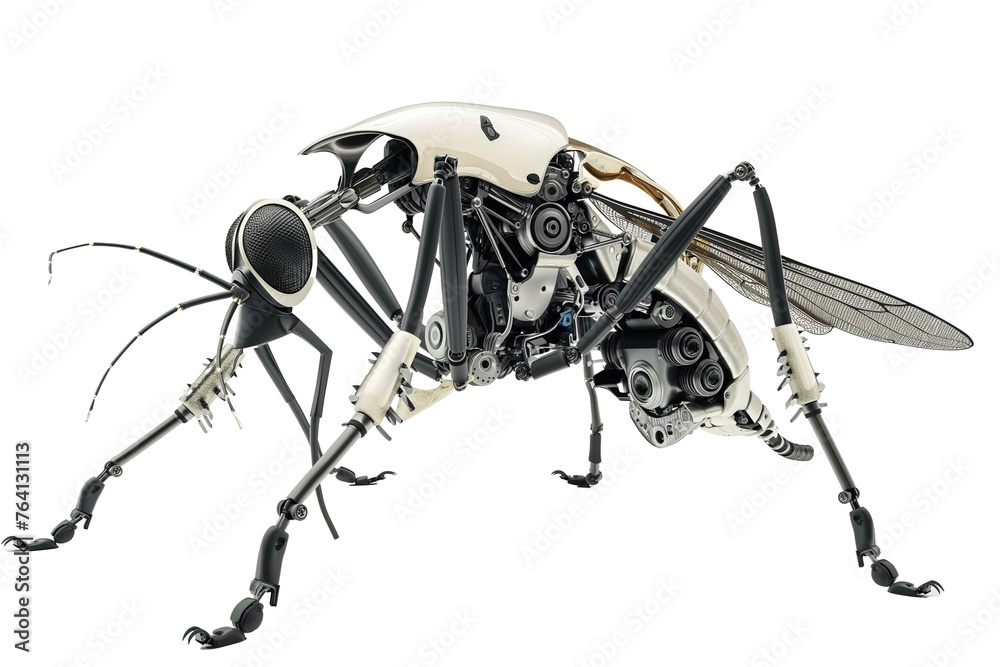 Fototapeta premium Futuristic insect robot revolutionizing modern science isolated on a transparent background