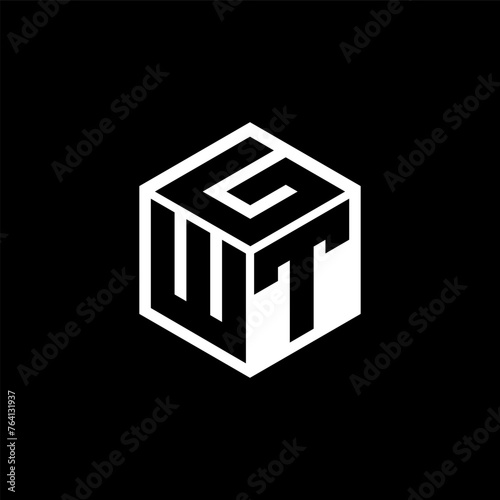WTG letter logo design with black background in illustrator, cube logo, vector logo, modern alphabet font overlap style. calligraphy designs for logo, Poster, Invitation, etc. photo