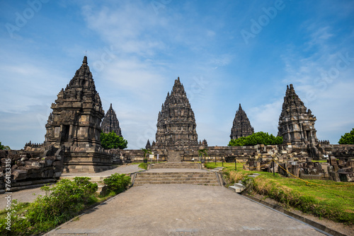 Prambanan temple complex in Yogyakarta, Indonesia. Prambanan is a 9th-century Hindu temple compound, and a UNESCO World Heritage Site