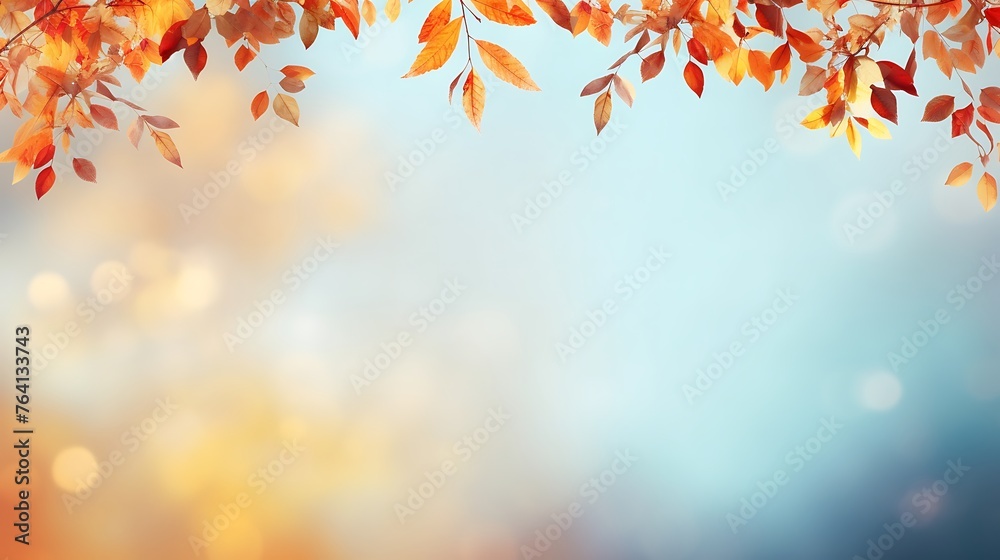 Beautiful autumn foliage background with brunches and falling tree leaves at sky with bokeh Beautiful autumn foliage background with brunches and falling tree leaves at sky with bokeh