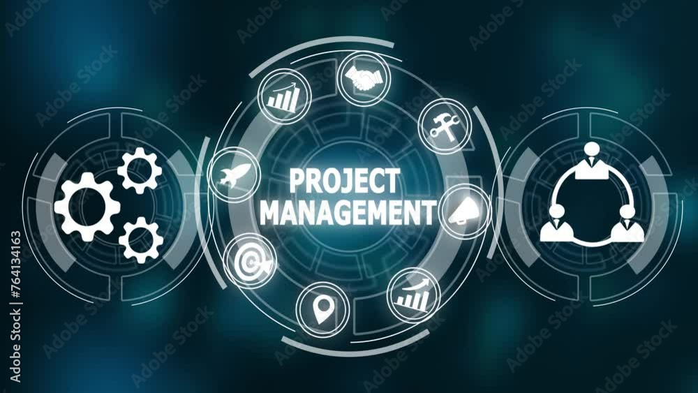 Project management concept animation. Business, Technology, Internet and network concept.