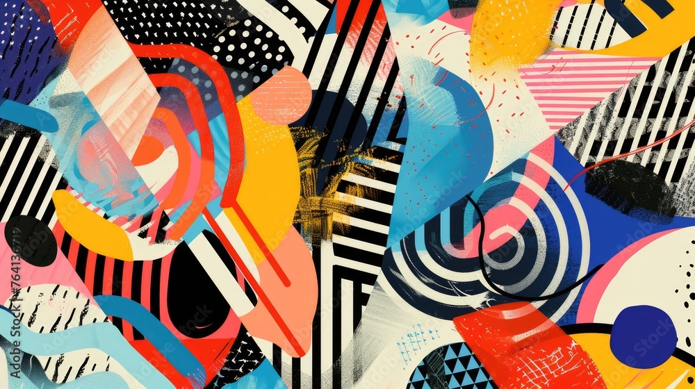 Abstract aesthetic vibrant colourful hand drawn background in naive art style with shapes, brush strokes, dots, lines. Textured boho wallpaper, art print, poster, creative banner Abstract aesthetic vibrant colourful hand drawn background in naive art style with shapes, brush strokes, dots, lines. Textured boho wallpaper, art print, poster, creative banner
