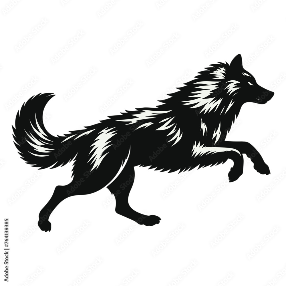 Obraz premium silhouette of wolf running vector