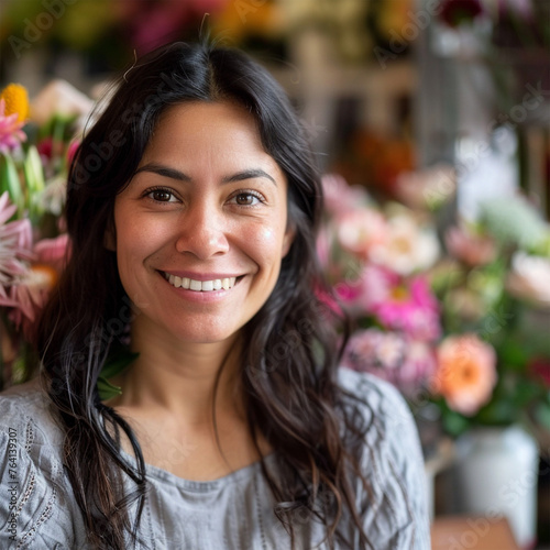 female Small business owner in her blurred background florist shop © Natasha