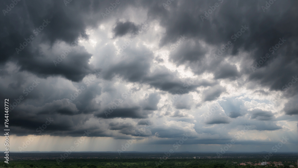 Panorama view of overcast sky Dramatic gray sky