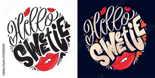 Cute hand drawn doodle lettering postcard, lettering quote. 100% vector image