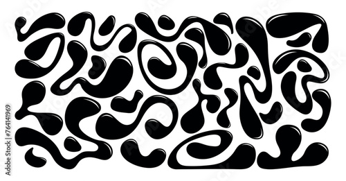 Retro-abstract elements. Flexible forms for web design, printing, drawing, art, social media. Liquid template of flat isolated shapes. Vector illustration.