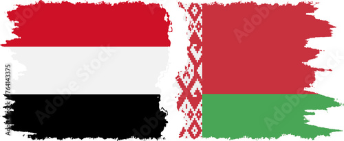 Free Download Belarusian and Yemen grunge flags connection vector - GFXLoad