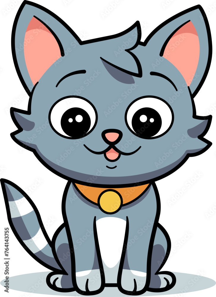 Fototapeta premium vector illustration. cartoon kitten icon and logo. fun kitty sticker