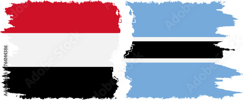 Botswana and Yemen grunge flags connection vector