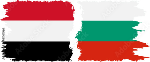 Bulgaria and Yemen grunge flags connection vector