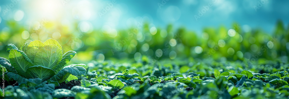 Fresh kale field. Curly kale fresh green leaves on field. Bunches of fresh kale in the garden. Curly cabbage leaf kale plant field leaves. Bio organic plantation. Brassica oleracea.