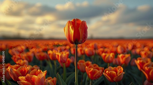 In the vast tulip fields of the Netherlands  one striking tulip captures the essence of beauty and grandeur in cultivation.