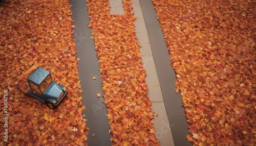 A background design made up of fall leaves on a Chicago street
