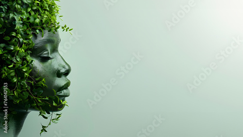 World environment and mother earth day concept with double exposure of Earth and a woman`s head.