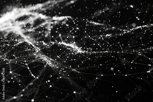 Stellar Fragility Wireframe Mesh with Crumbling Edges, Constellation Concept, Digital Art