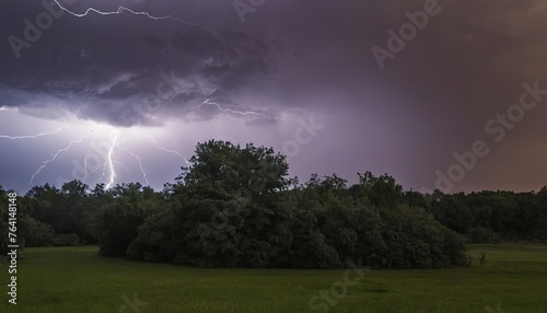 A lightning over the trees