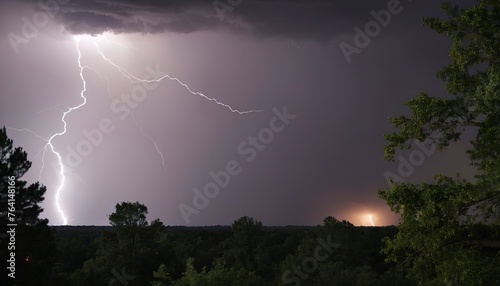 A lightning over the trees