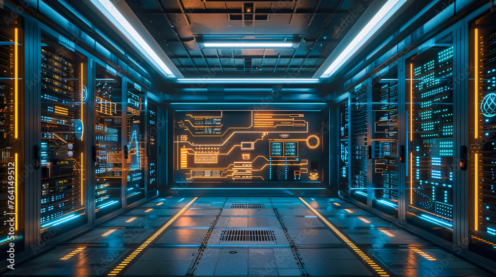 Networking and server technology in a modern data center, connectivity and digital infrastructure Networking and server technology in a modern data center, connectivity and digital infrastructure