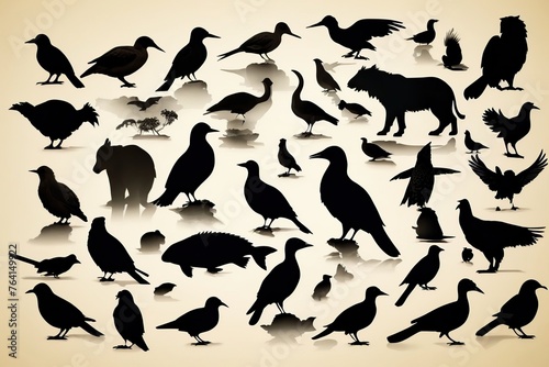 animal silhouette collection set of black animal photo