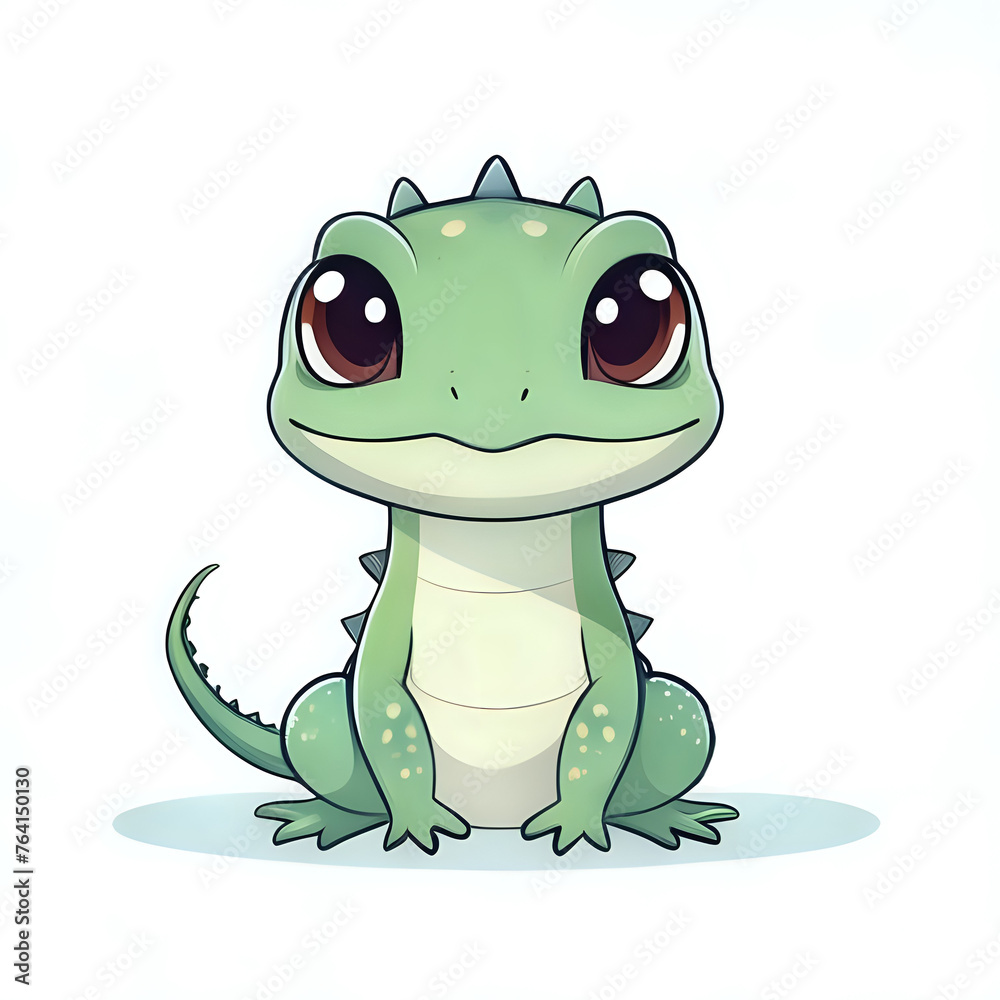 Fototapeta premium cute iguana kawaii style - generated by ai