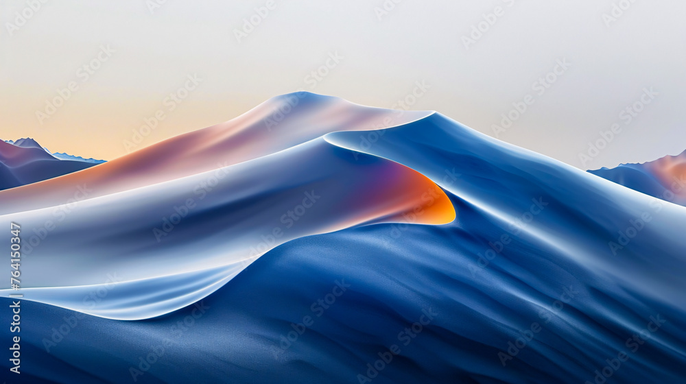 Desert dunes under a clear sky, abstract nature landscape of sand and shadows