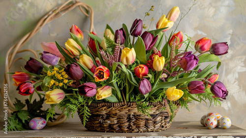 easter eggs with flowers