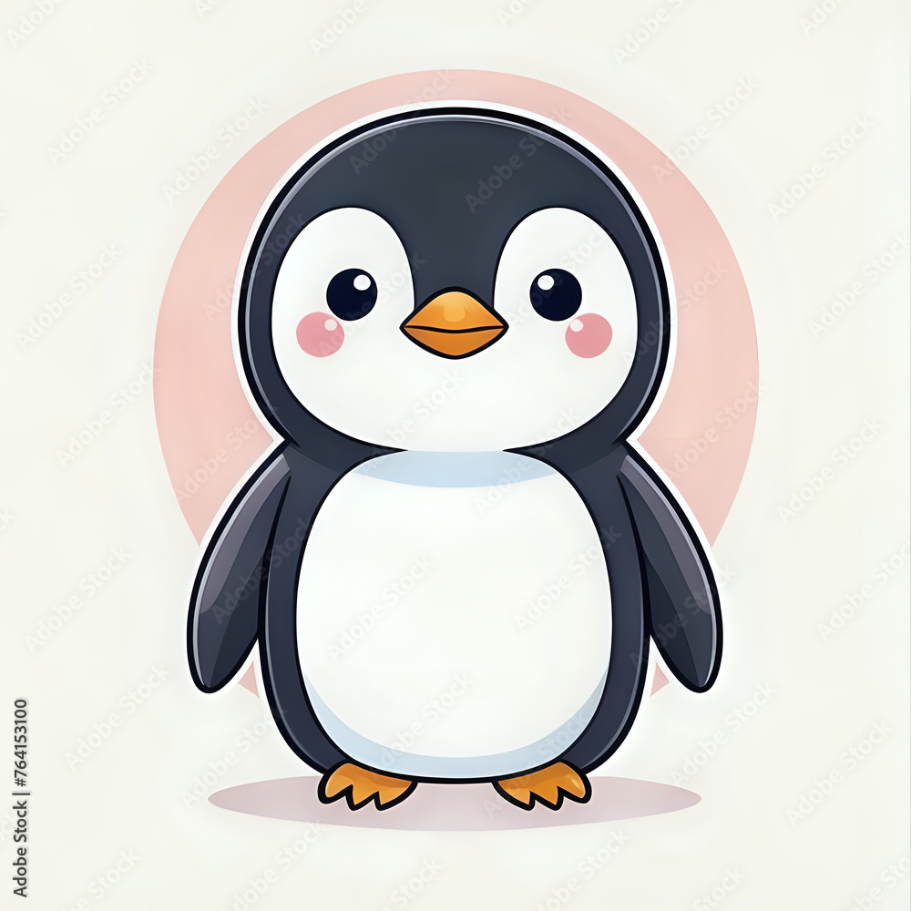 Obraz premium flat design cute penguin kawaii style - generated by ai