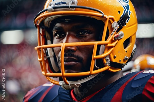 Colorful of american football player with helmet