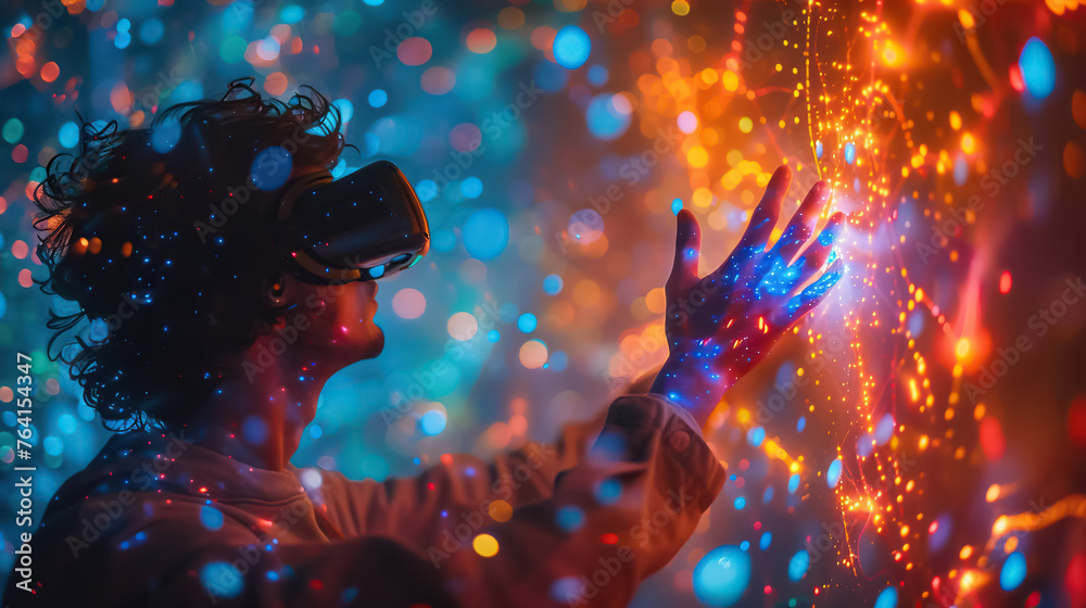 custom made wallpaper toronto digitalVibrant virtual reality experience with dynamic light effects, symbolizing digital innovation