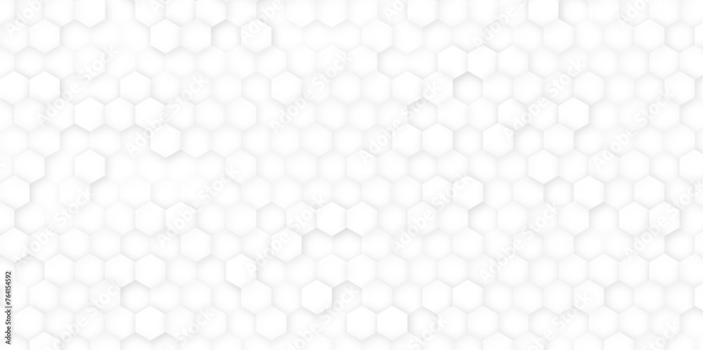 Abstract white hexagon pattern design. Abstract background from hexagons 3d illustration surface of hexagonal tiles. Vector 