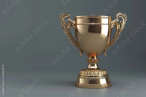 Trophy cup isolated on grey background. 3d rendering illustration.