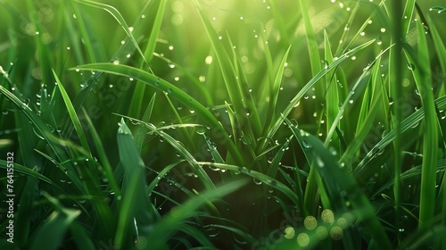 Grass growing in the morning.