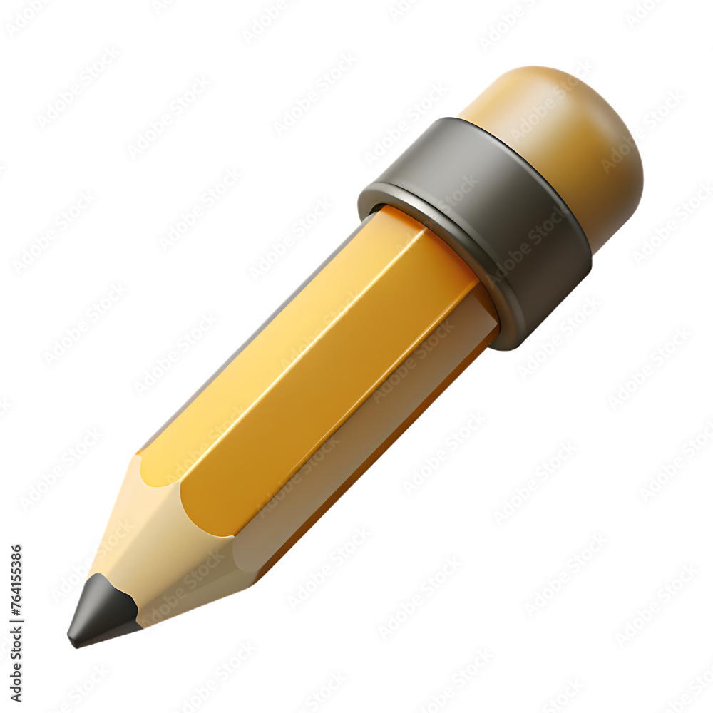 Short yellow pencil, realistic pencil isolated cartoon with rubber eraser. Short yellow pencil, realistic pencil isolated cartoon with rubber eraser.