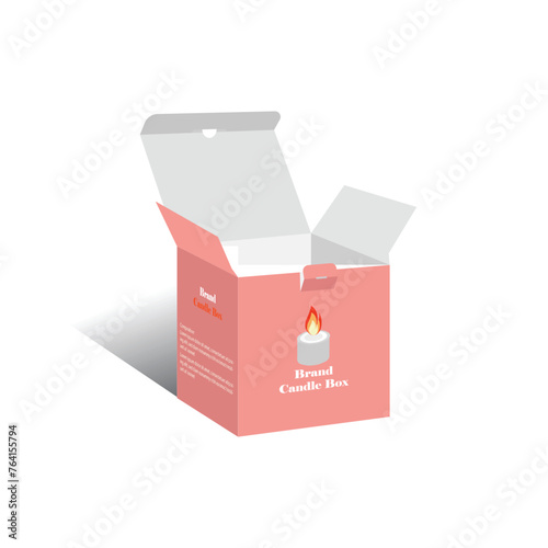 Candle Packaging box Size 4x4x4 inch dieline template, vector design (ID: 764155794)
