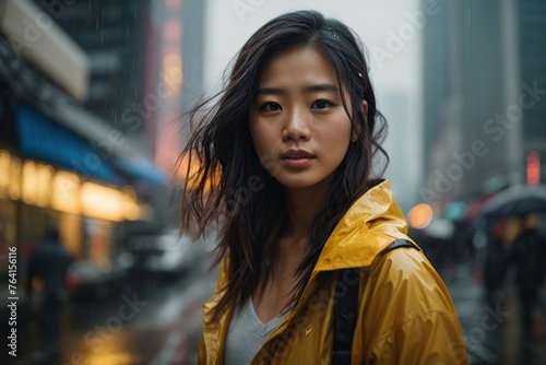 asian woman in a city
