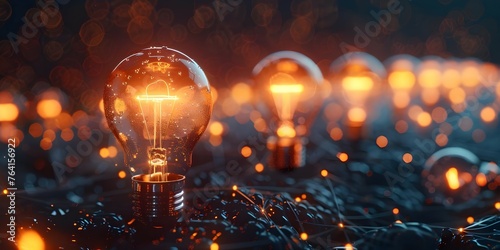 Light Bulb Network: An Innovative Digital Business Concept. Concept Digital Innovation, Technology Trends, Business Strategies, Entrepreneurship, Idea Development