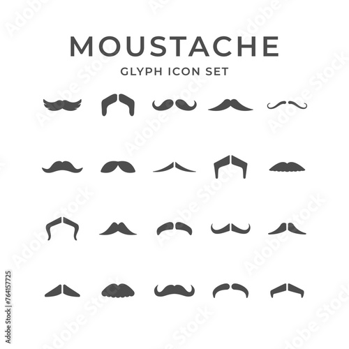 Set glyph icons of moustache photo
